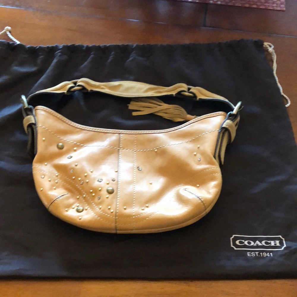COACH Hobo Stud Vachetta Leather Purse